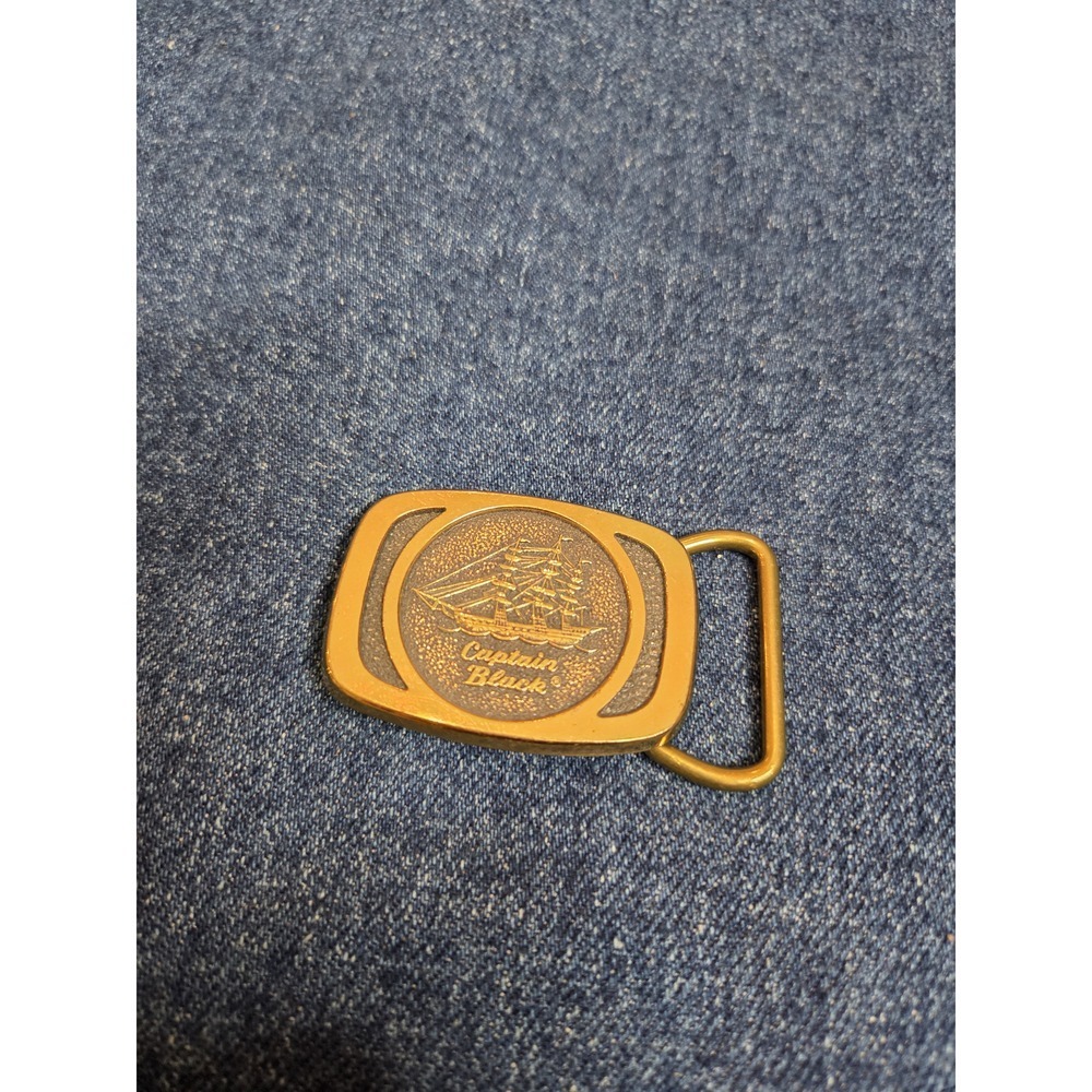 Vintage Captain Black Pipe Tobacco Solid Brass Belt Buckle - USA